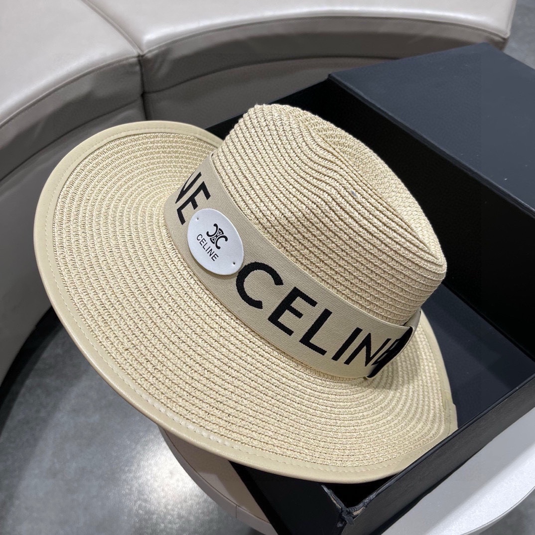 【Celine赛琳】新款细麻材质编织草帽，度假休闲必备，优雅大方的一款