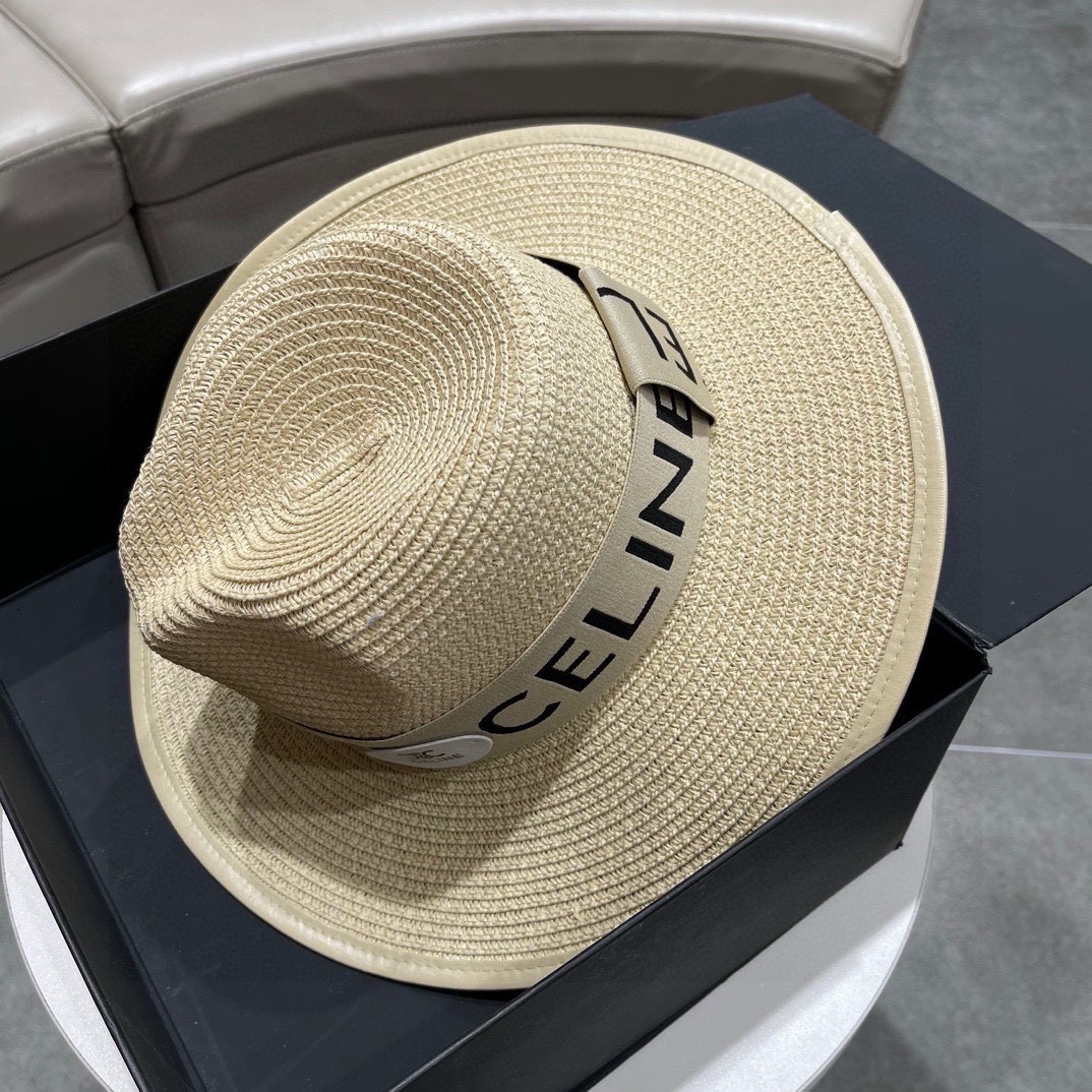 【Celine赛琳】新款细麻材质编织草帽，度假休闲必备，优雅大方的一款