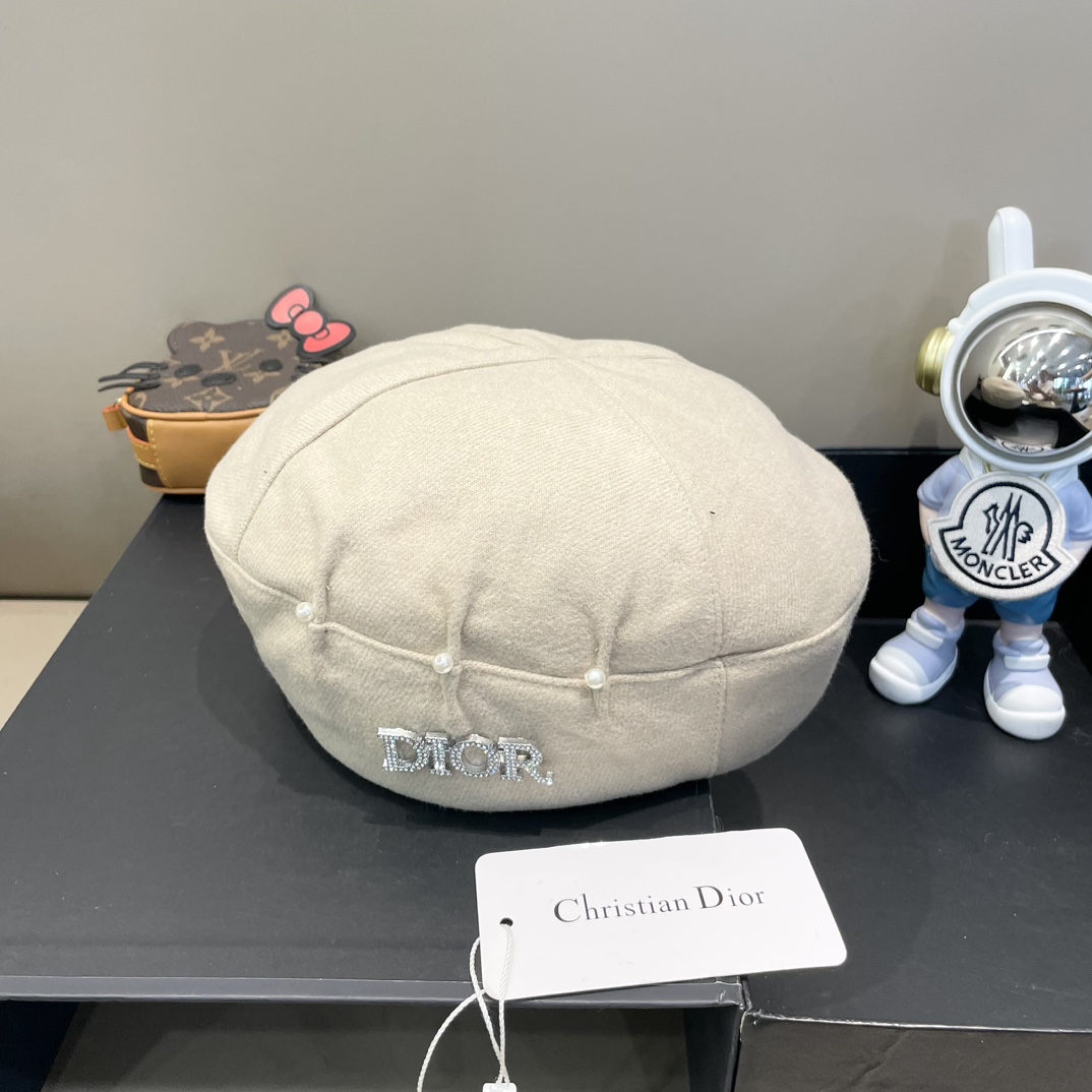 Boina de lana nueva de Dior de tienda oficial, alta costura, imprescindible para diosas, circunferencia de cabeza 57 cm