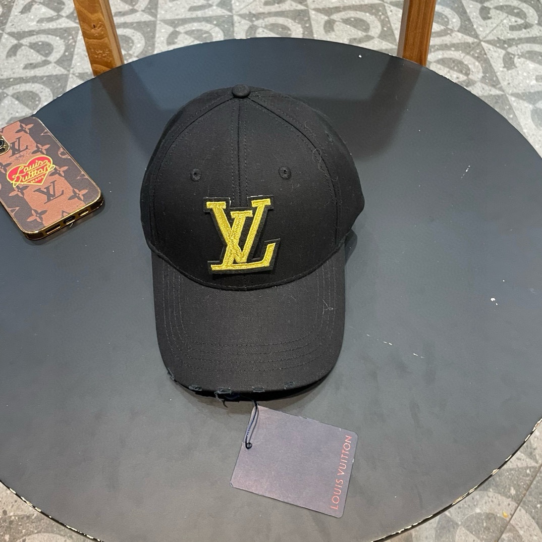 LV Louis Vuitton gorra de béisbol nueva de fábrica original, estampado de patrón oscuro, molde 1:1 de boutique, tela Ox…