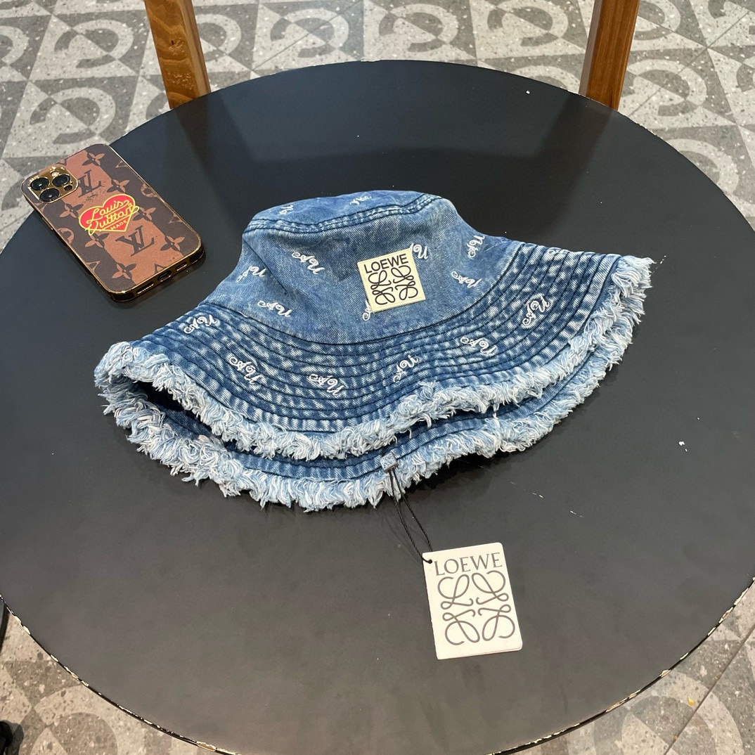 Sombrero de pescador de Loewe de verano, lavado a la antigua, con flecos, para mujer, con diseño degradado, para hombre…