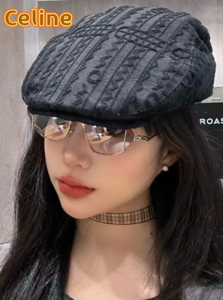 Gorra de estilo retro de color liso Celine para mujer, de otoño e invierno, versátil, favorece la cara pequeña, diseño …