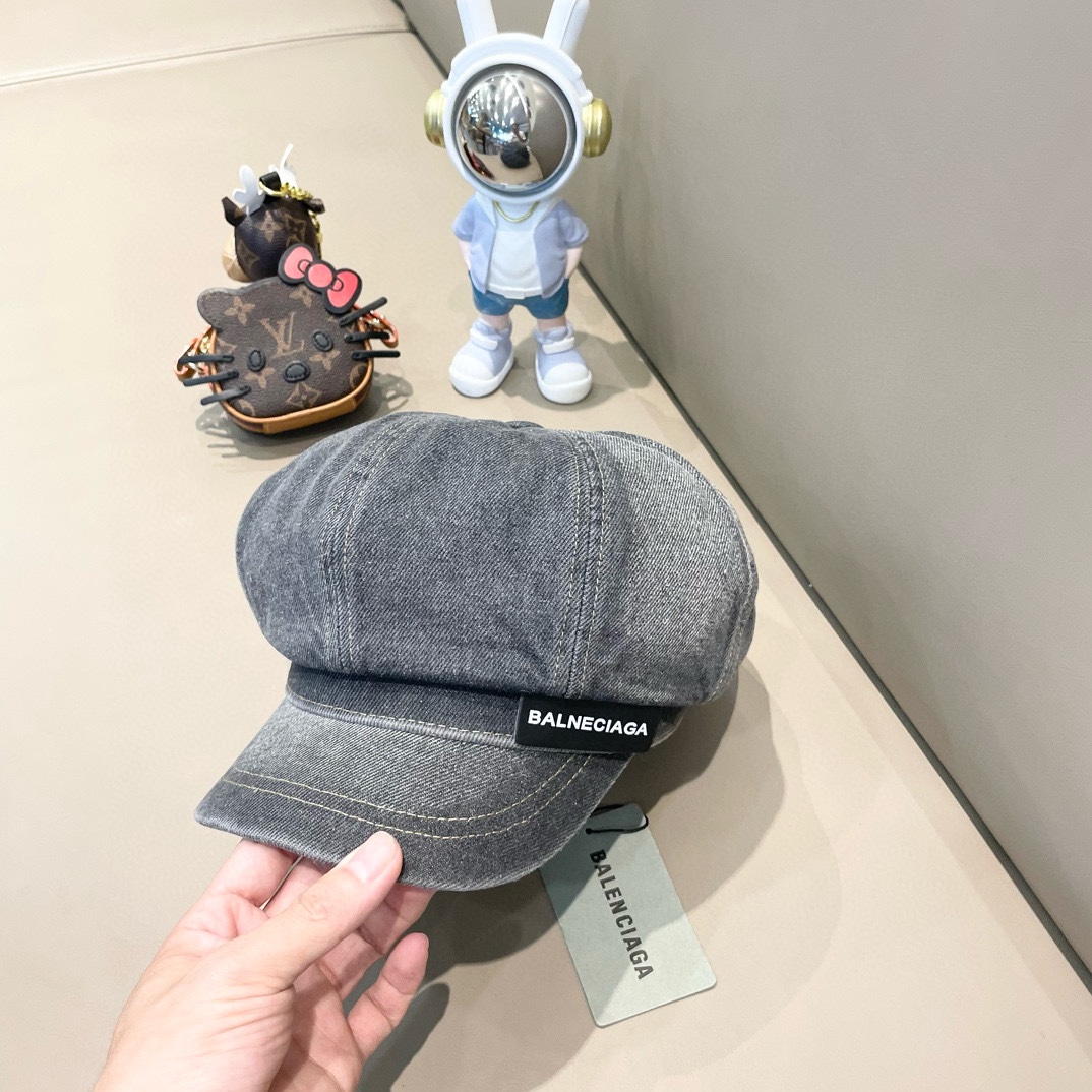 Nuevo sombrero de boina octogonal de mezclilla de Balenciaga, simple, elegante y versátil, estilo casual y mo…