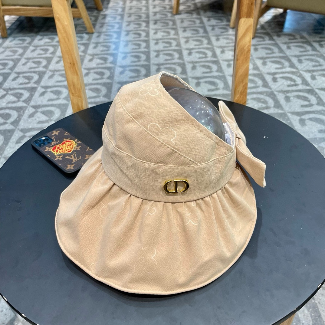 Sombrero de pescador Dior de nueva colección coreana, con flores, transpirable, sin parte superior, para viajes y vacac…
