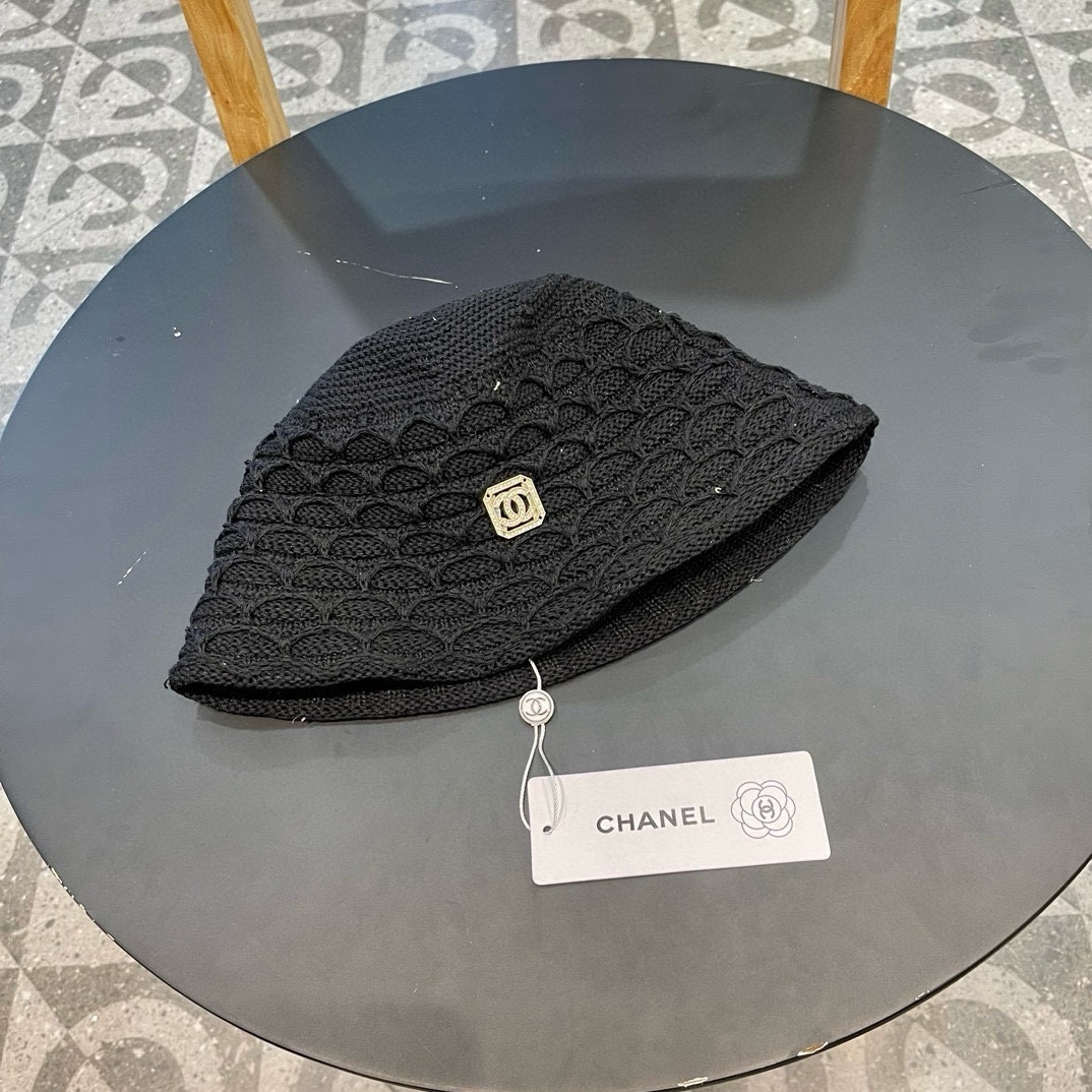 Chanel versión coreana gorra de pescador de punto fino para mujer, primavera y verano, hace la cara más pequeña, versát…