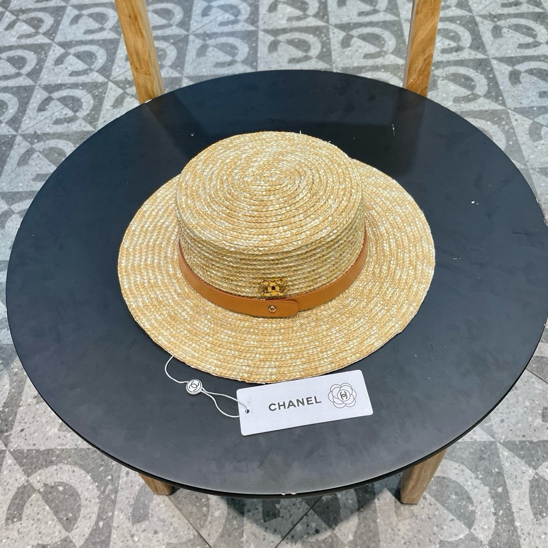 Gorra de paja oficial de Chanel, de alta densidad, una gorra de paja con mucho gusto, ¡la primera opción para salir! La…