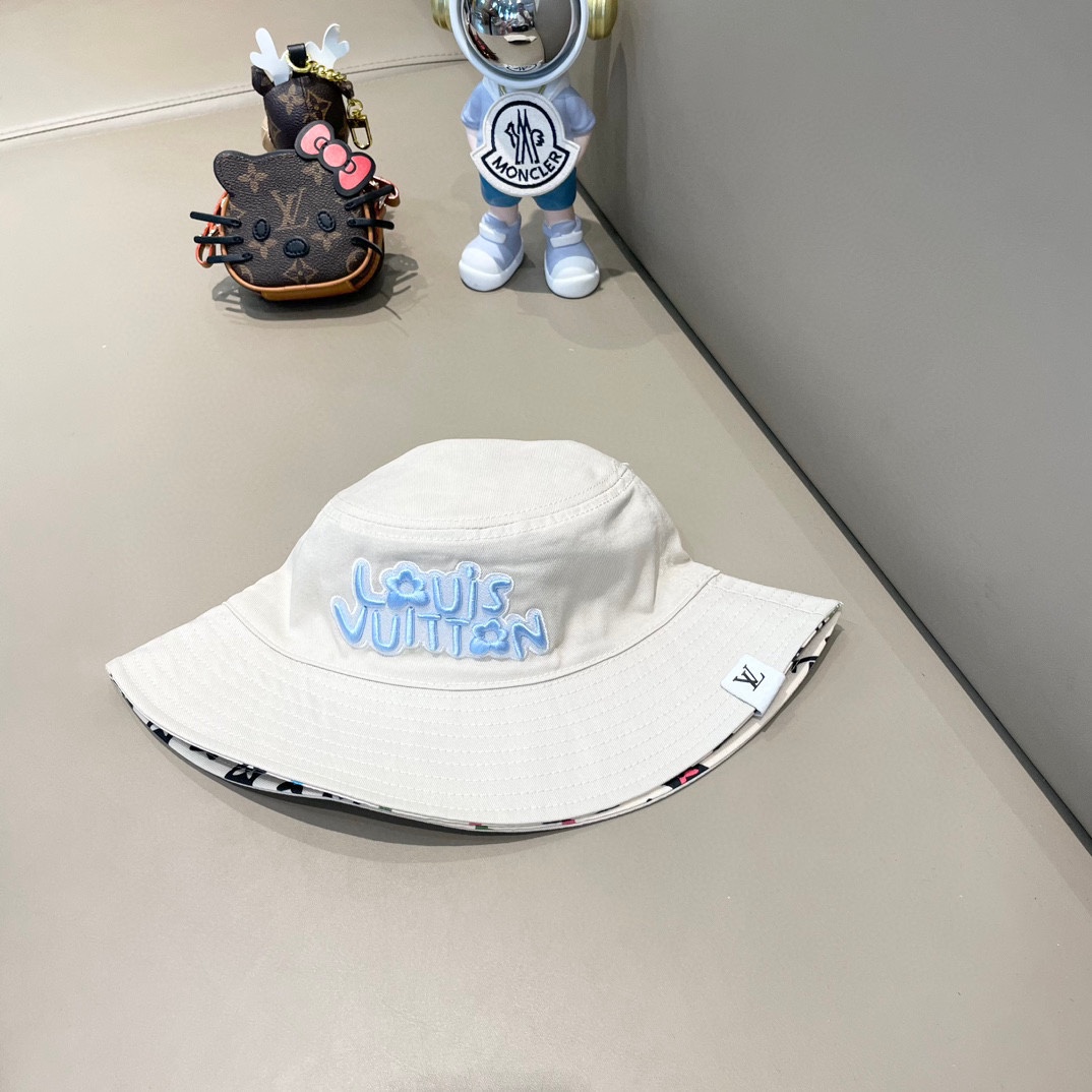 LV/Louis Vuitton 2024 Yayoi Kusama doble cara, patrón jacquard antiguo sombrero de pescador de doble cara