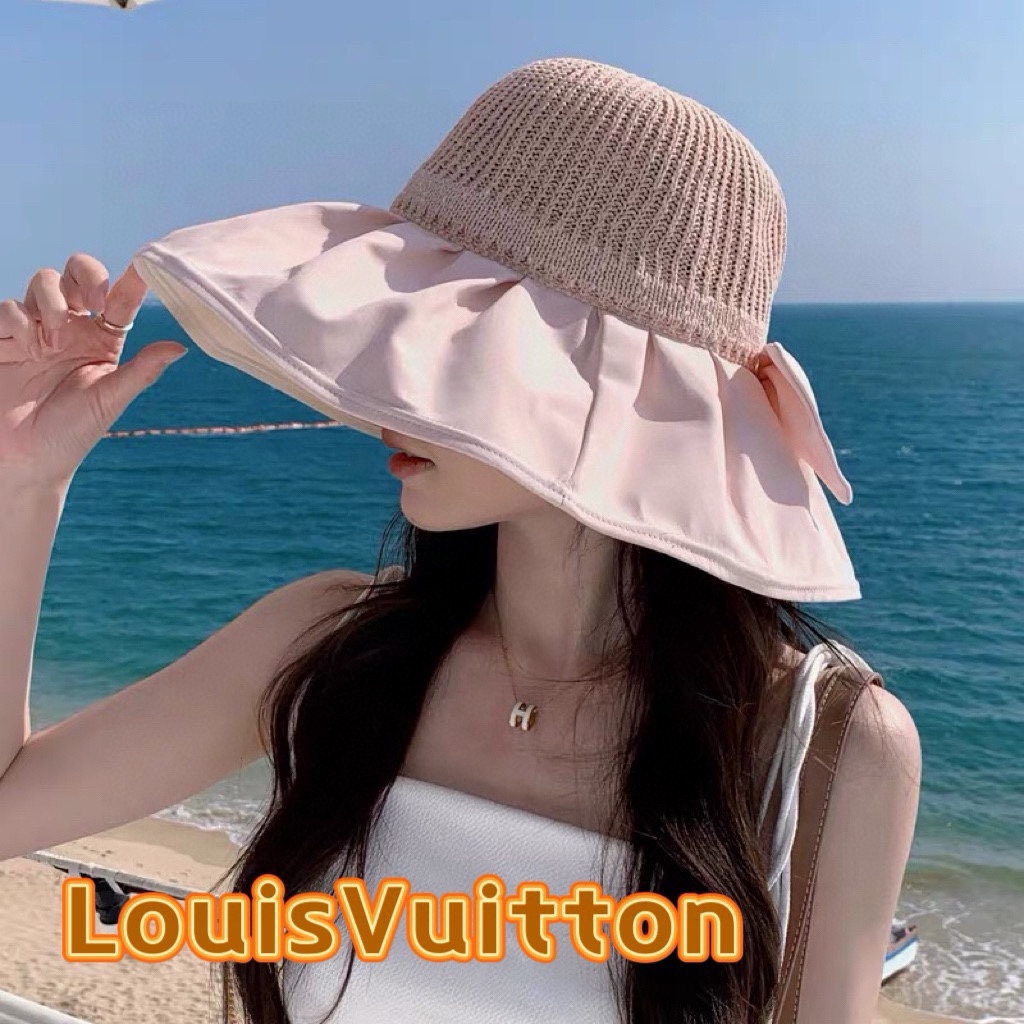 Gorra de pescador elegante y moderna de LV Louis Vuitton para mujer, protección solar UV, ala ancha, ideal para viajes …