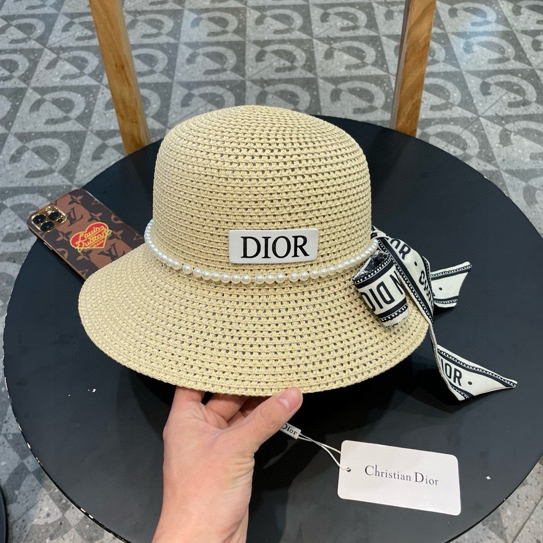 Sombrero de paja calado nuevo de Dior, circunferencia de cabeza 57cm