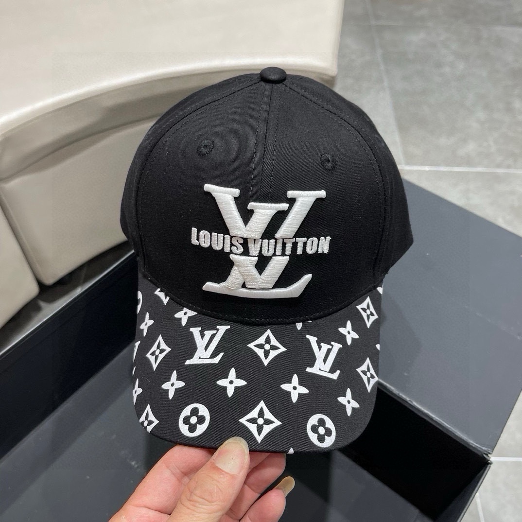 ¡Nuevo lanzamiento! Gorra de béisbol LV Louis Vuitton de nuevo estilo, estampado oscuro, molde de apertura 1:1 de bouti…