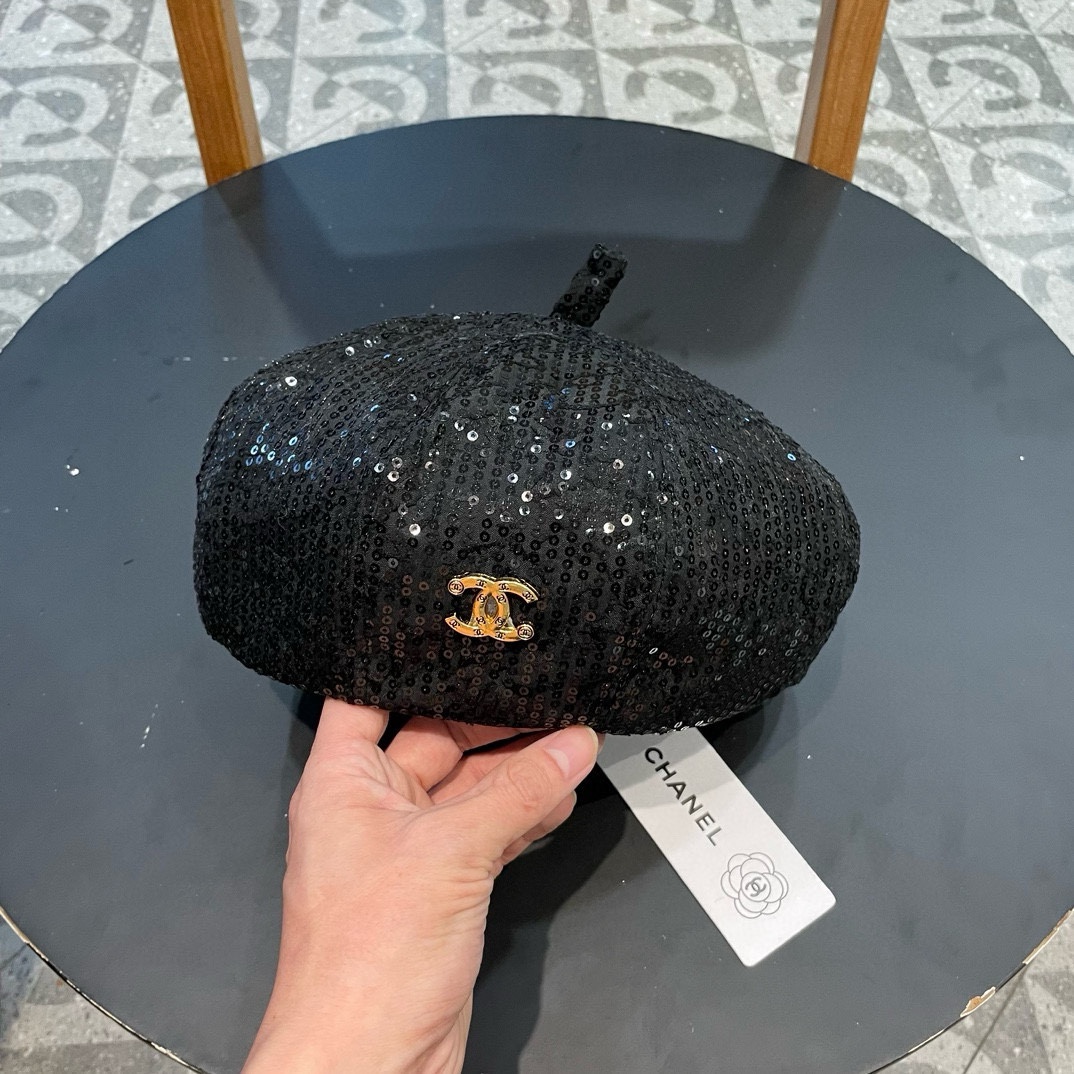 Sombrero de pescador de Chanel de principios de otoño con lentejuelas, estilo dulce, japonés, liso y versátil, adorable…