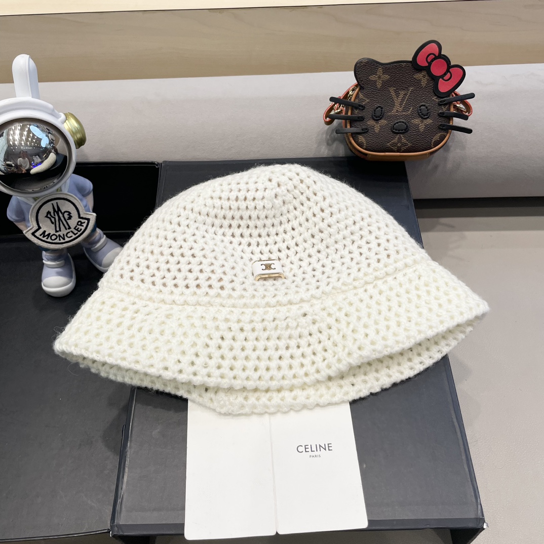 Sombrero de pescador Celine para mujer, nueva colección 2024, otoño-invierno, casual y moderno, favorece la cara, tejid…