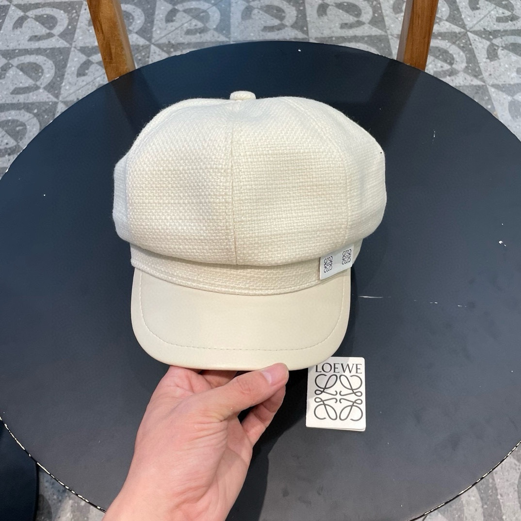 Loewe boina de ángulo para mujer 2024 nueva otoño-invierno, estilo coreano, gorra de repartidor, hace la cara pequeña, …