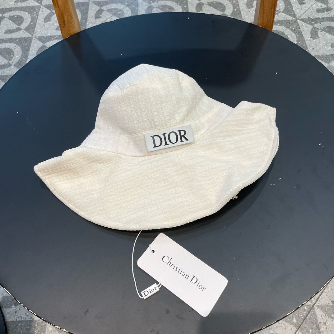 Sombrero de pescador Dior de ala ancha para mujer, primavera/verano, con lazo, estilo cuenco, sin maquillaje, elegante,…