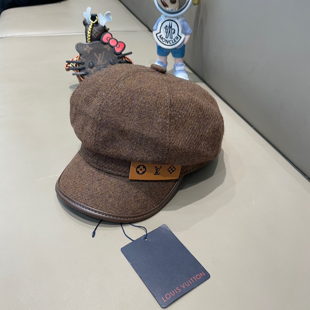 路易威登LouisVuitton秋冬新款八角贝雷帽女复古英伦显脸小画家帽韩版百搭鸭舌画家帽子