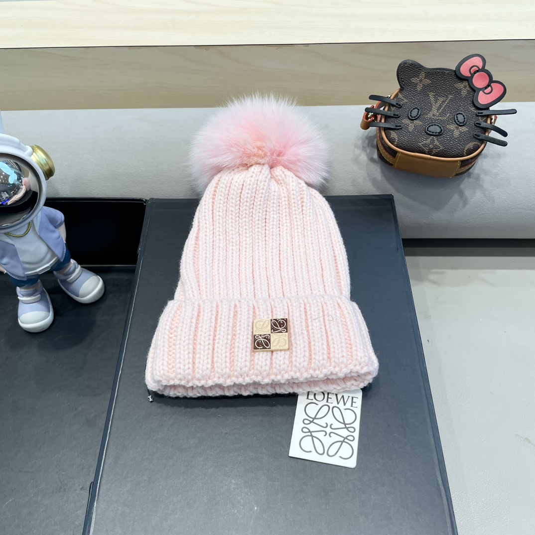【LOEWE罗意威】 Gorro de punto sencillo de principios de otoño 2024, material afelpado, muy versátil