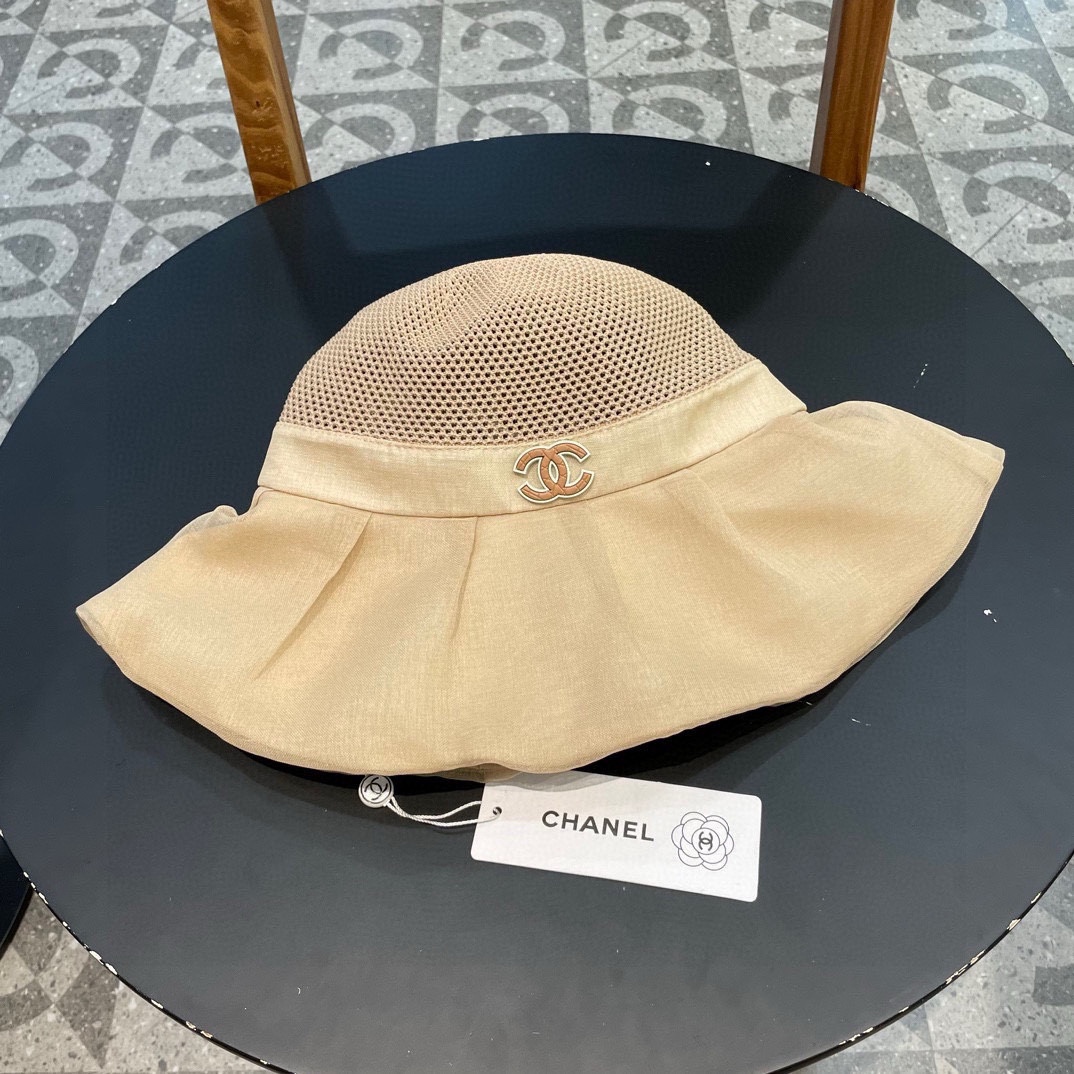 Sombrero de paja de Chanel para primavera/verano, con gran lazo de organza, para mujer, plegable, elegante para salir d…