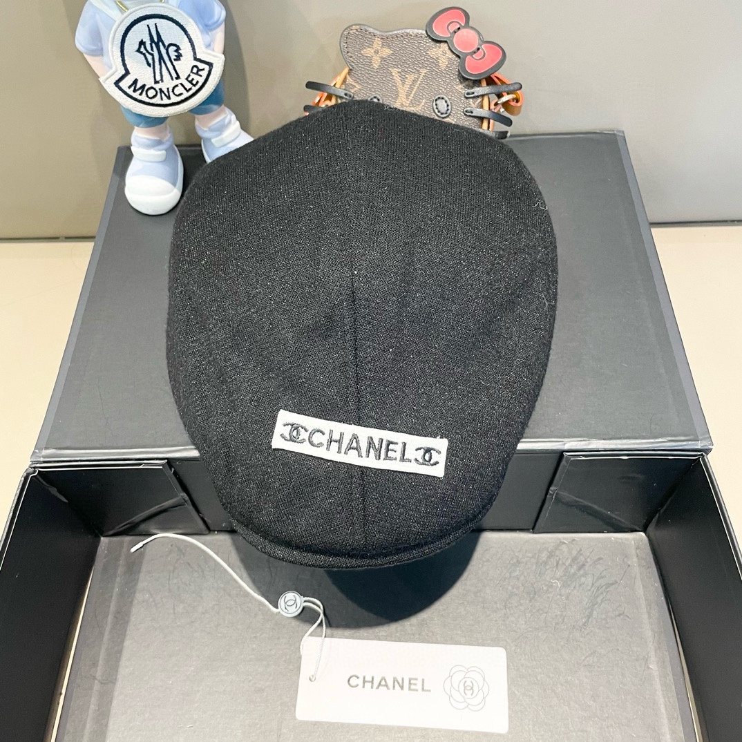Sombrero de Chanel para mujer, boina, estilo británico retro, se puede usar al revés, para otoño e invierno, afina la c…
