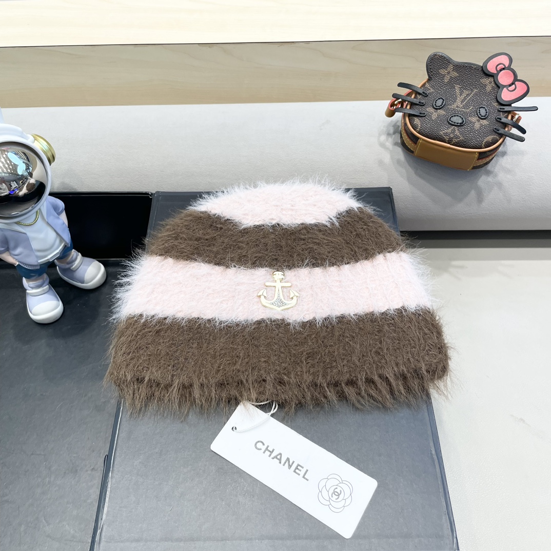 Chanel ~ sombrero de pescador con rayas de colores dopamina, para mujer, otoño e invierno, peludo, cálido, con orejeras…