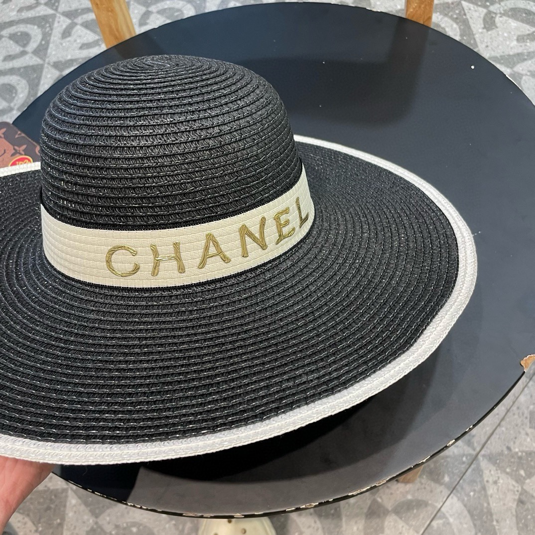  Chanel香奈儿山草帽，大边遮阳帽，头围57cm