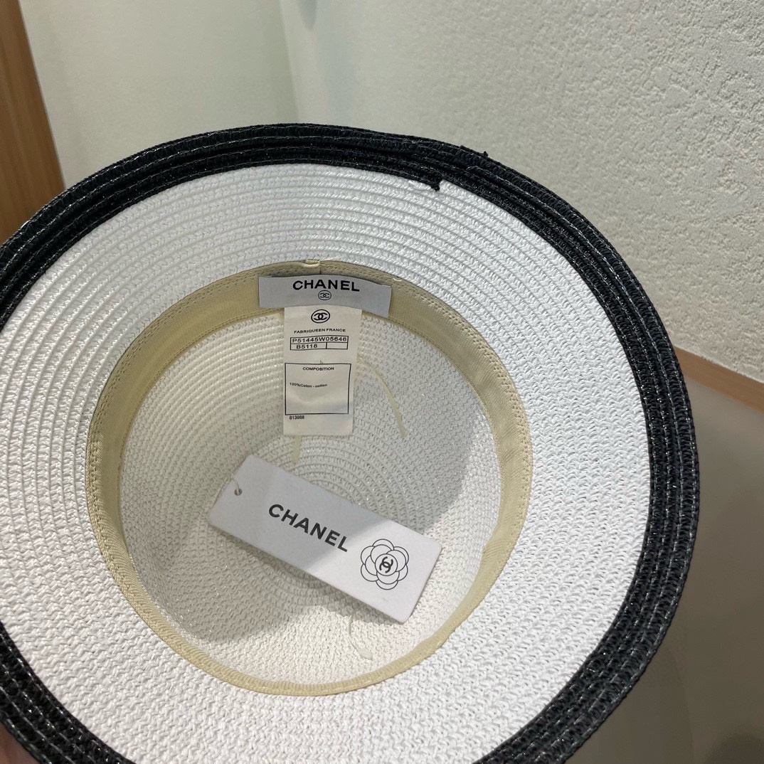 香奈儿Chanel帽子女款2025新款草编山茶花渔夫帽春夏季日系优雅防晒遮阳帽草帽