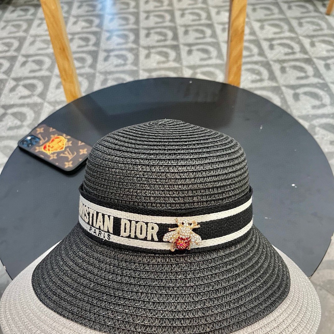 Dior迪奥夏季新款草帽，拼色设计，头围57cm