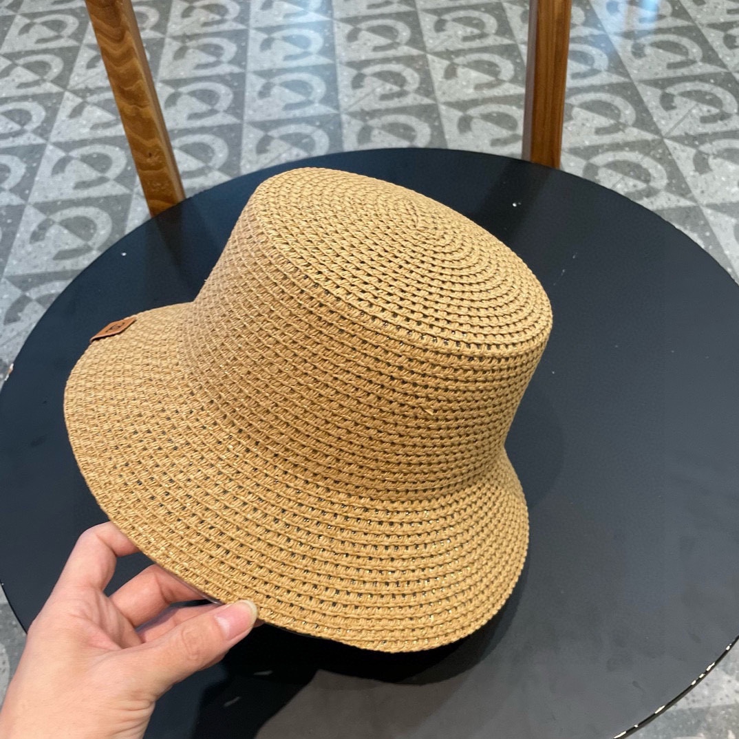 Chanel香奈儿春夏草帽新款镂空透气渔夫帽针织定型小桶帽