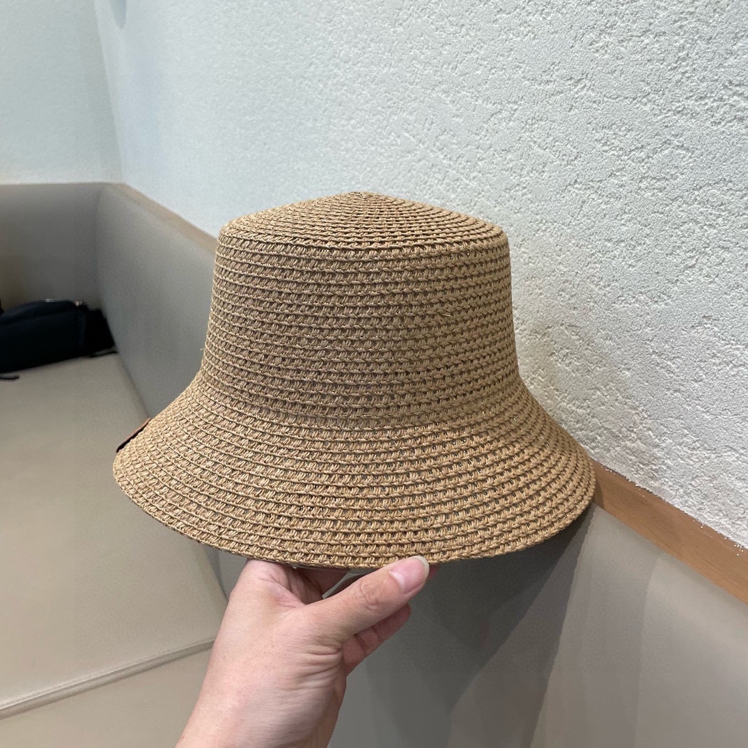 Chanel香奈儿春夏草帽新款镂空透气渔夫帽针织定型小桶帽