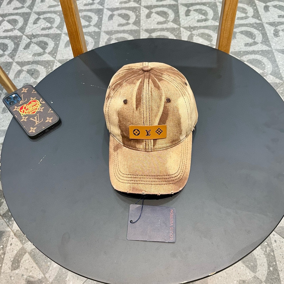 【LV】Nueva gorra de béisbol de mezclilla de tienda oficial, envío sincronizado con tienda oficial, estilo de marca fácil…