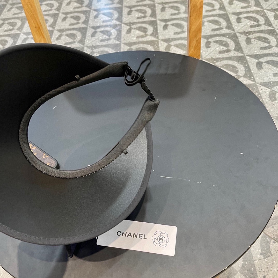  Chanel香奈儿 可爱蝴蝶结可折叠防晒帽空顶帽子女宽大帽檐遮阳帽显瘦无顶草帽夏