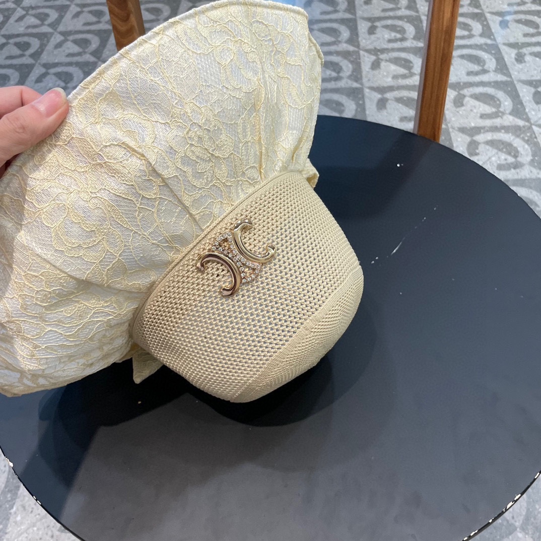 celien塞琳大檐遮阳帽夏季时尚蕾丝蝴蝶结渔夫帽女可折叠防晒太阳帽沙滩甜美