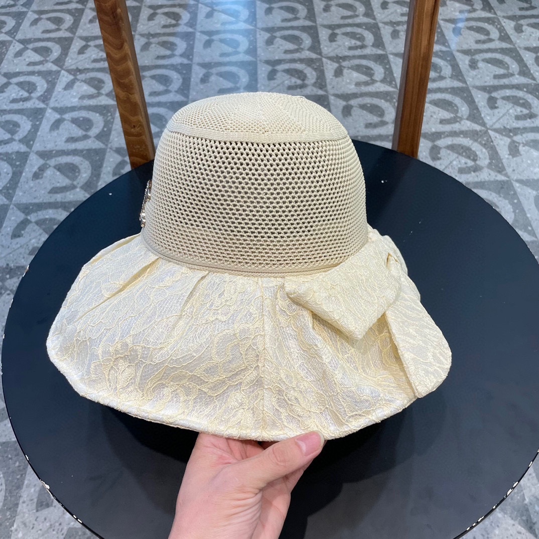 celien塞琳大檐遮阳帽夏季时尚蕾丝蝴蝶结渔夫帽女可折叠防晒太阳帽沙滩甜美