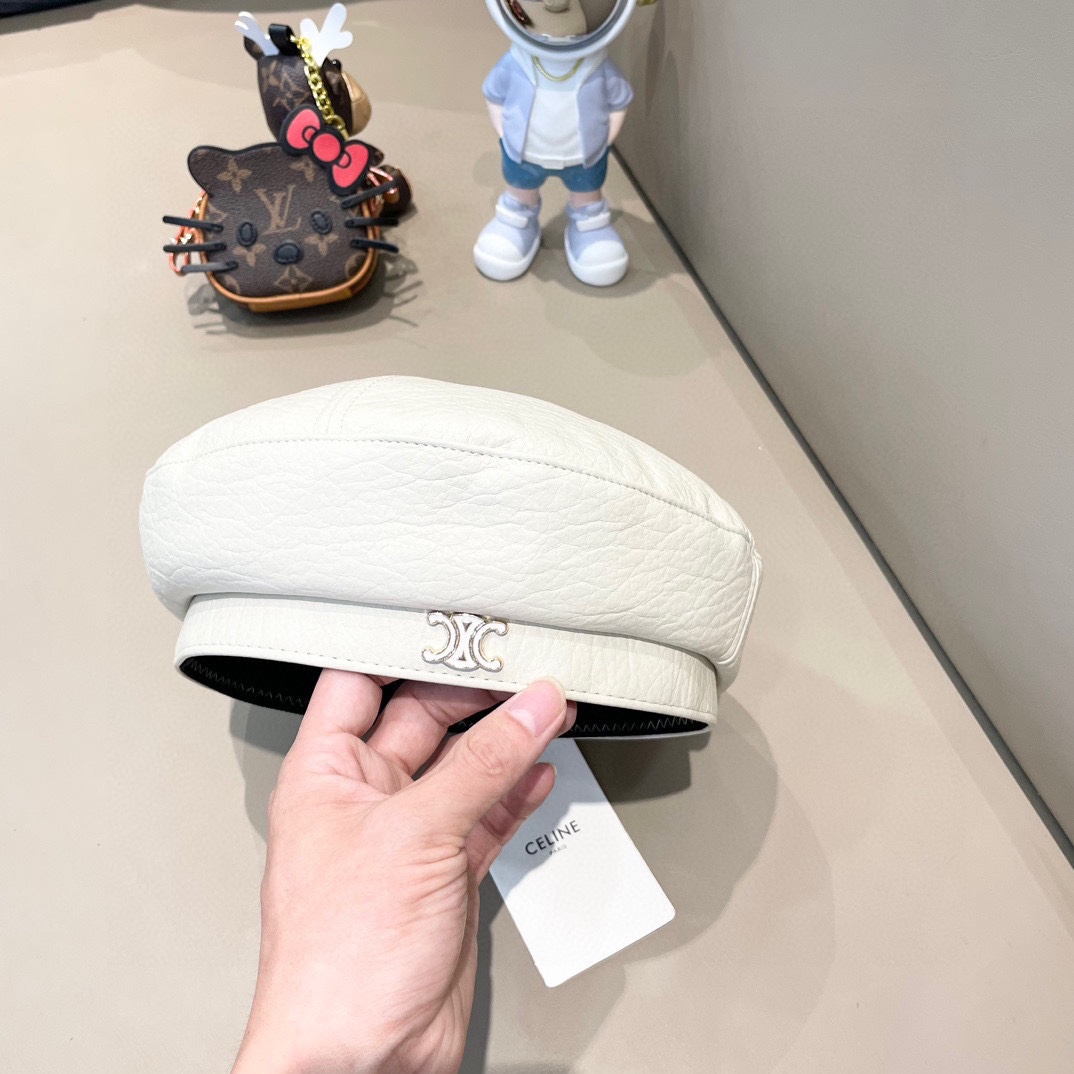 CELINE Celine nuevo sombrero de fieltro de piel de alpaca y cuero otoño-invierno, marca súper popular en 24, amada por …