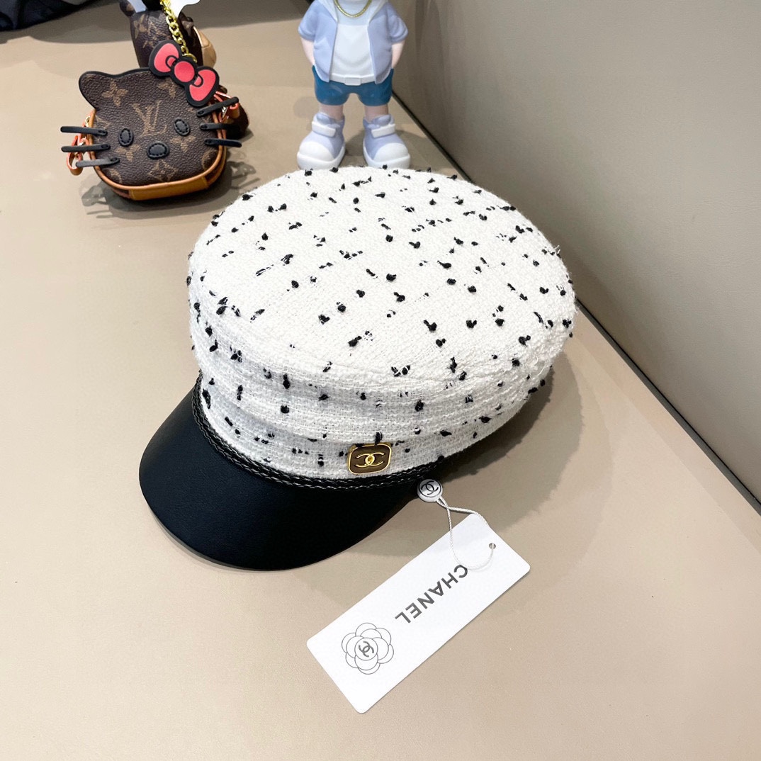 Chanel sombrero de mujer de primavera/otoño 2024 nuevo estilo, sombrero militar, boina, casual versátil, sombrero de co…