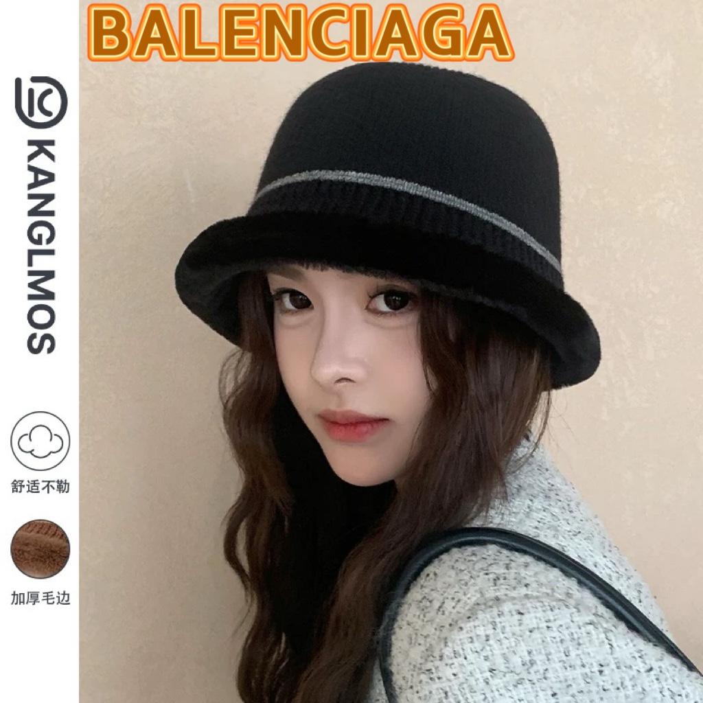 BALENCIAGA 🆕 Sombrero de pescador de punto con borde de pelo, para otoño e invierno, moderno y versátil, est…