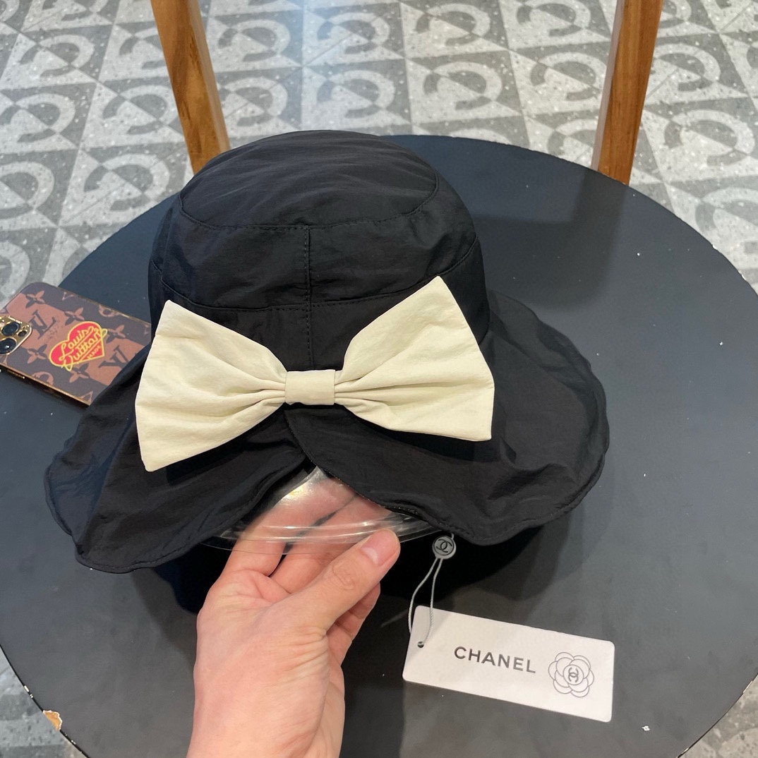  Chanel香奈儿开叉蝴蝶结渔夫帽，帆布帽，简约网红款，头围57