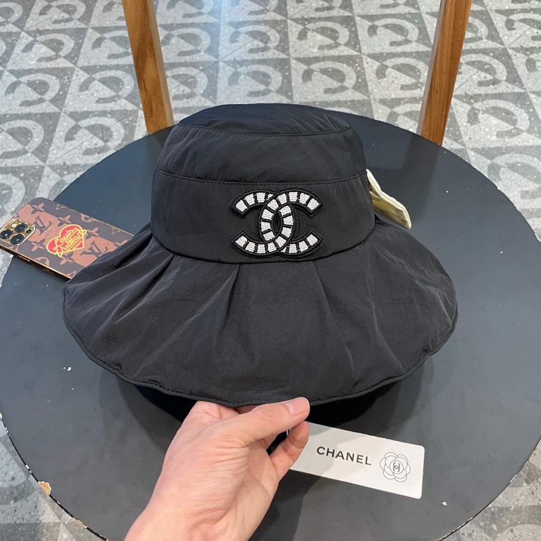  Chanel香奈儿开叉蝴蝶结渔夫帽，帆布帽，简约网红款，头围57