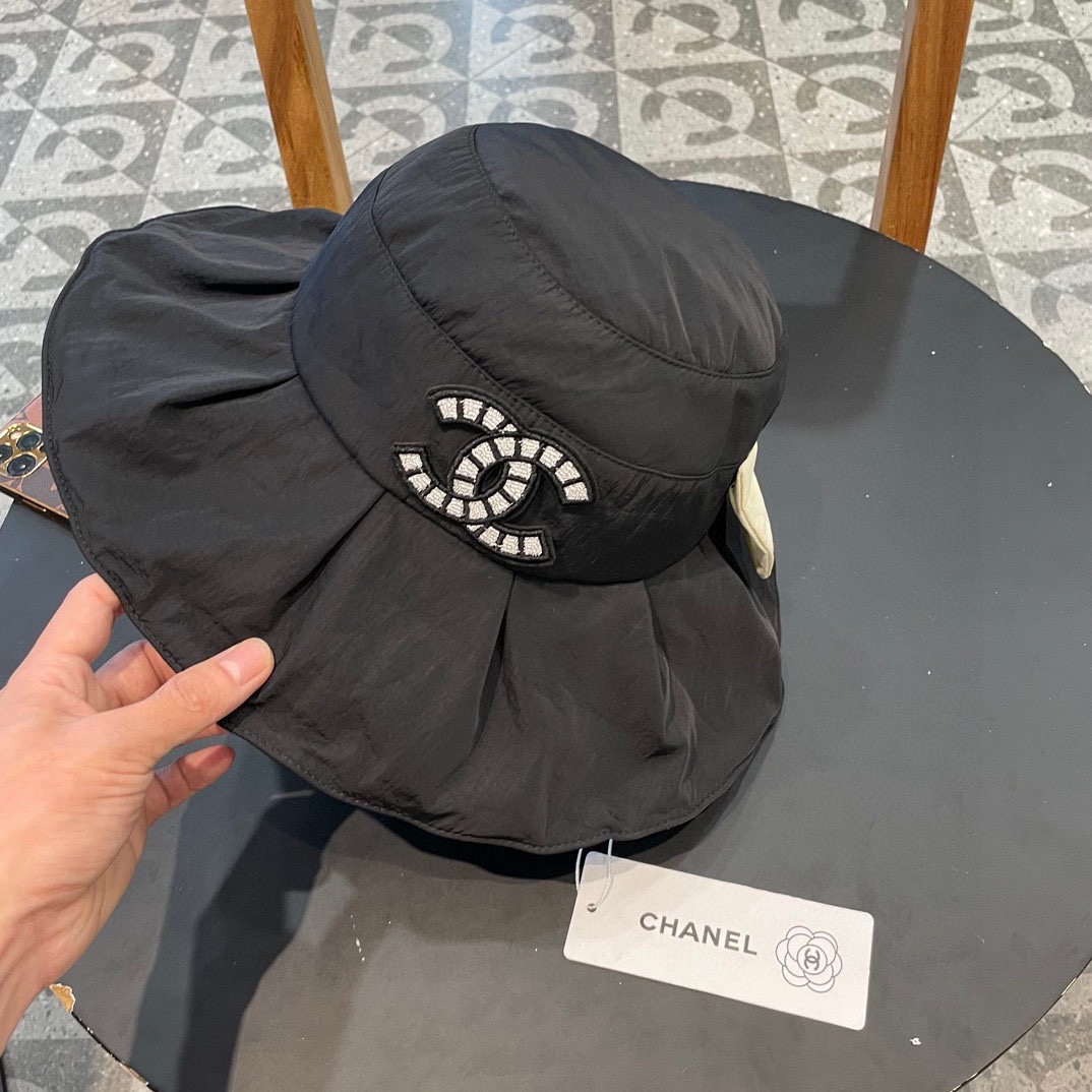  Chanel香奈儿开叉蝴蝶结渔夫帽，帆布帽，简约网红款，头围57