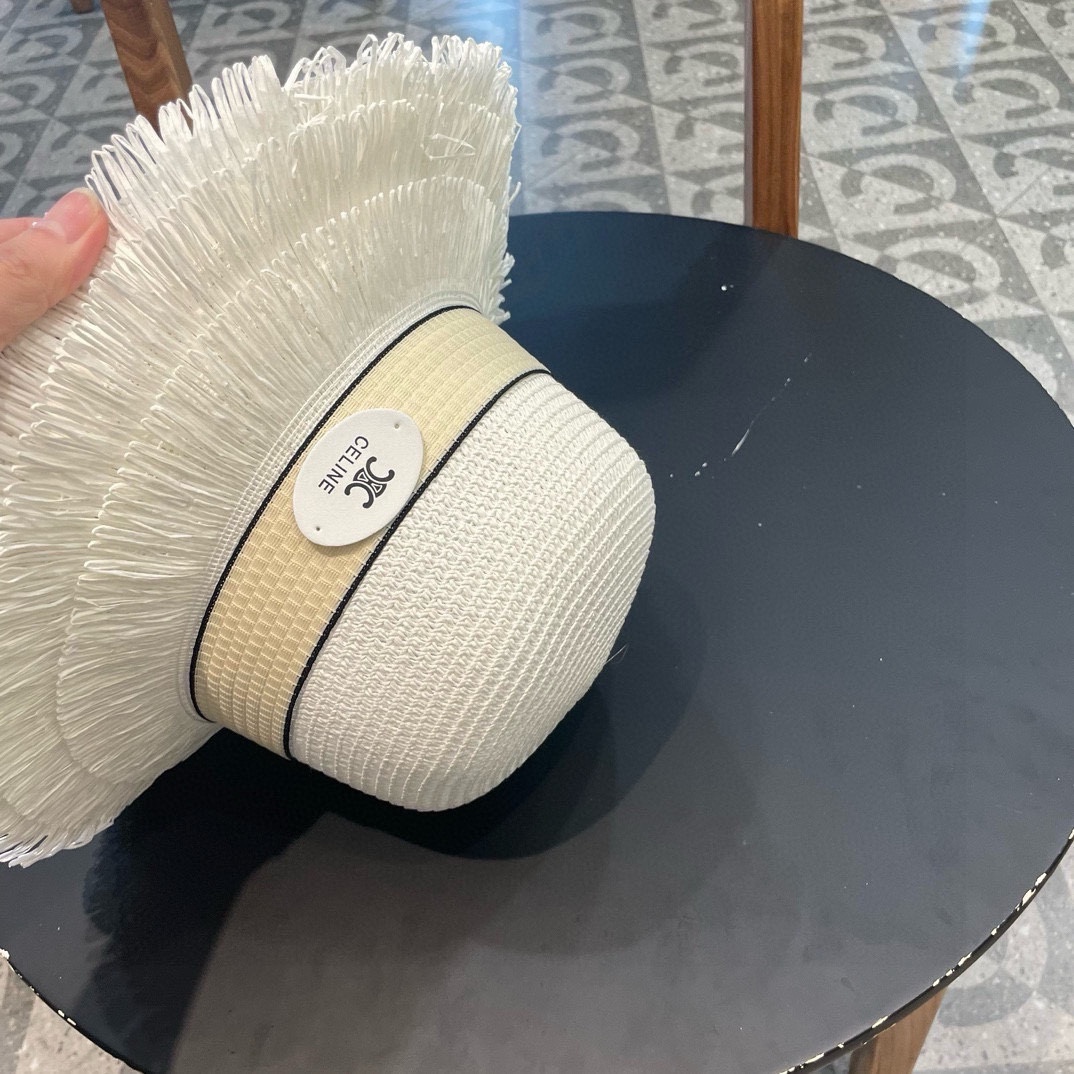 celine草帽 流苏帽檐 太阳帽 沙滩遮阳帽 头围：57cm