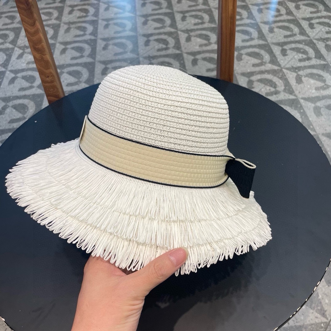celine草帽 流苏帽檐 太阳帽 沙滩遮阳帽 头围：57cm