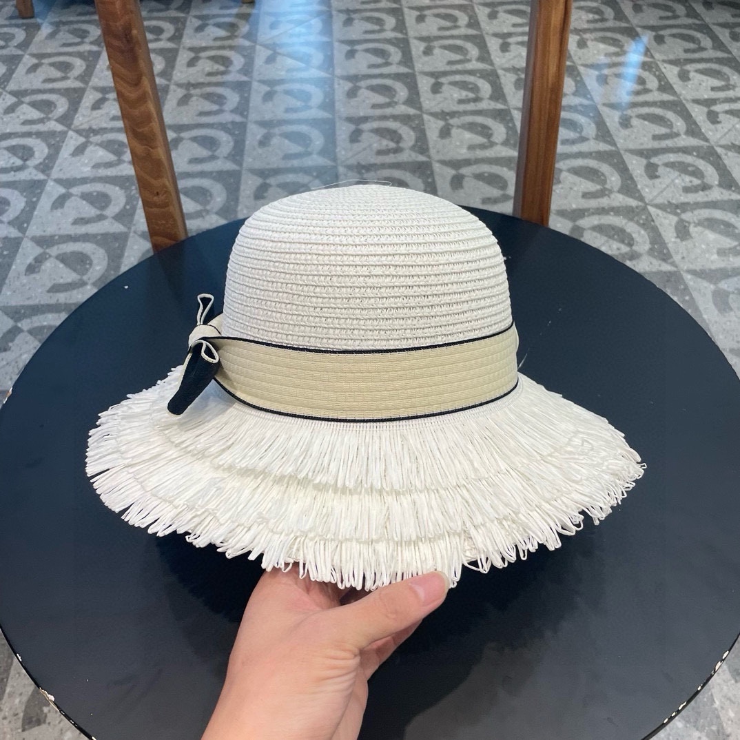 celine草帽 流苏帽檐 太阳帽 沙滩遮阳帽 头围：57cm