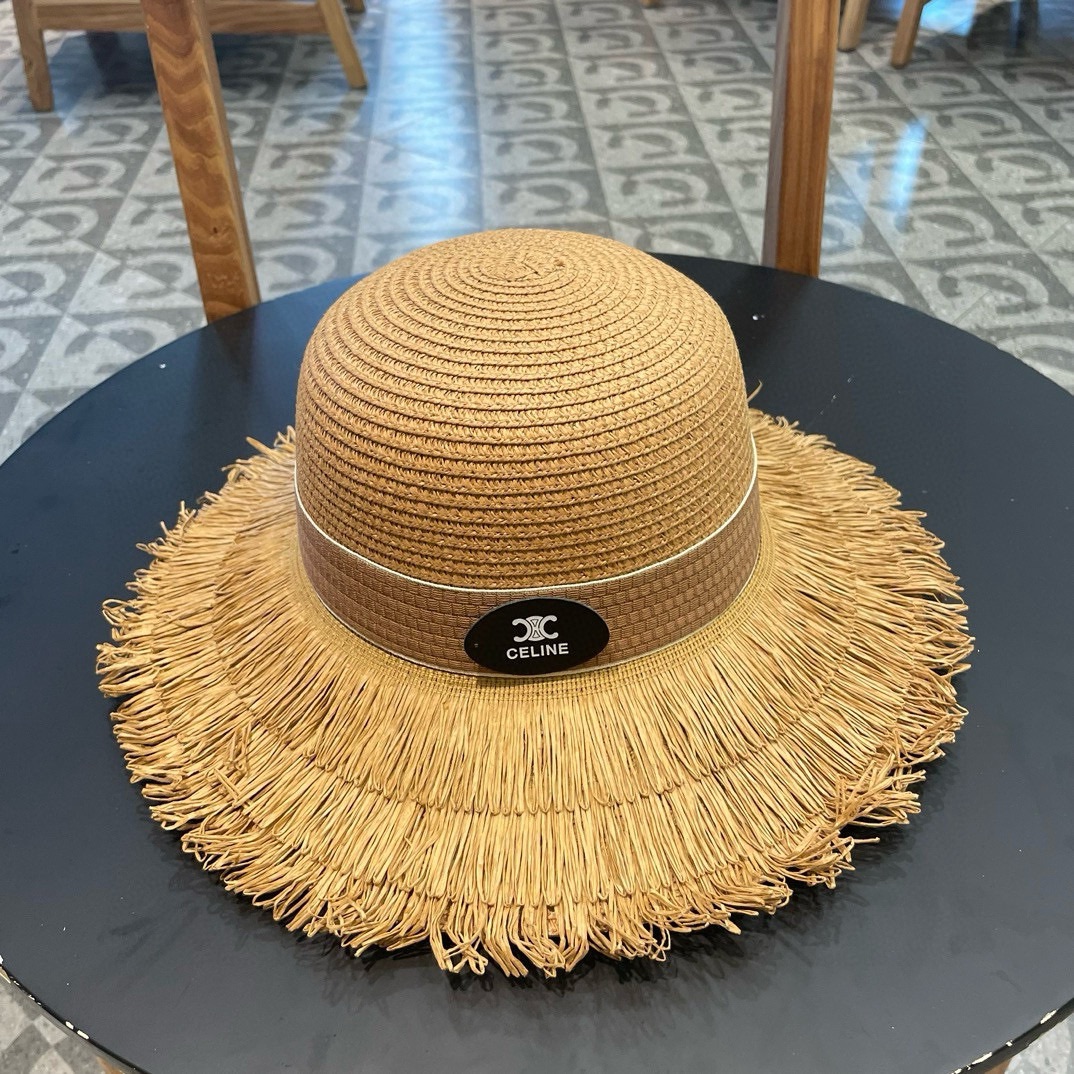 cellne草帽 流苏帽檐 太阳帽 沙滩遮阳帽 头围：57cm