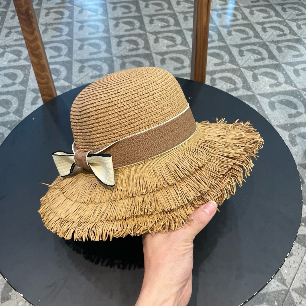 cellne草帽 流苏帽檐 太阳帽 沙滩遮阳帽 头围：57cm