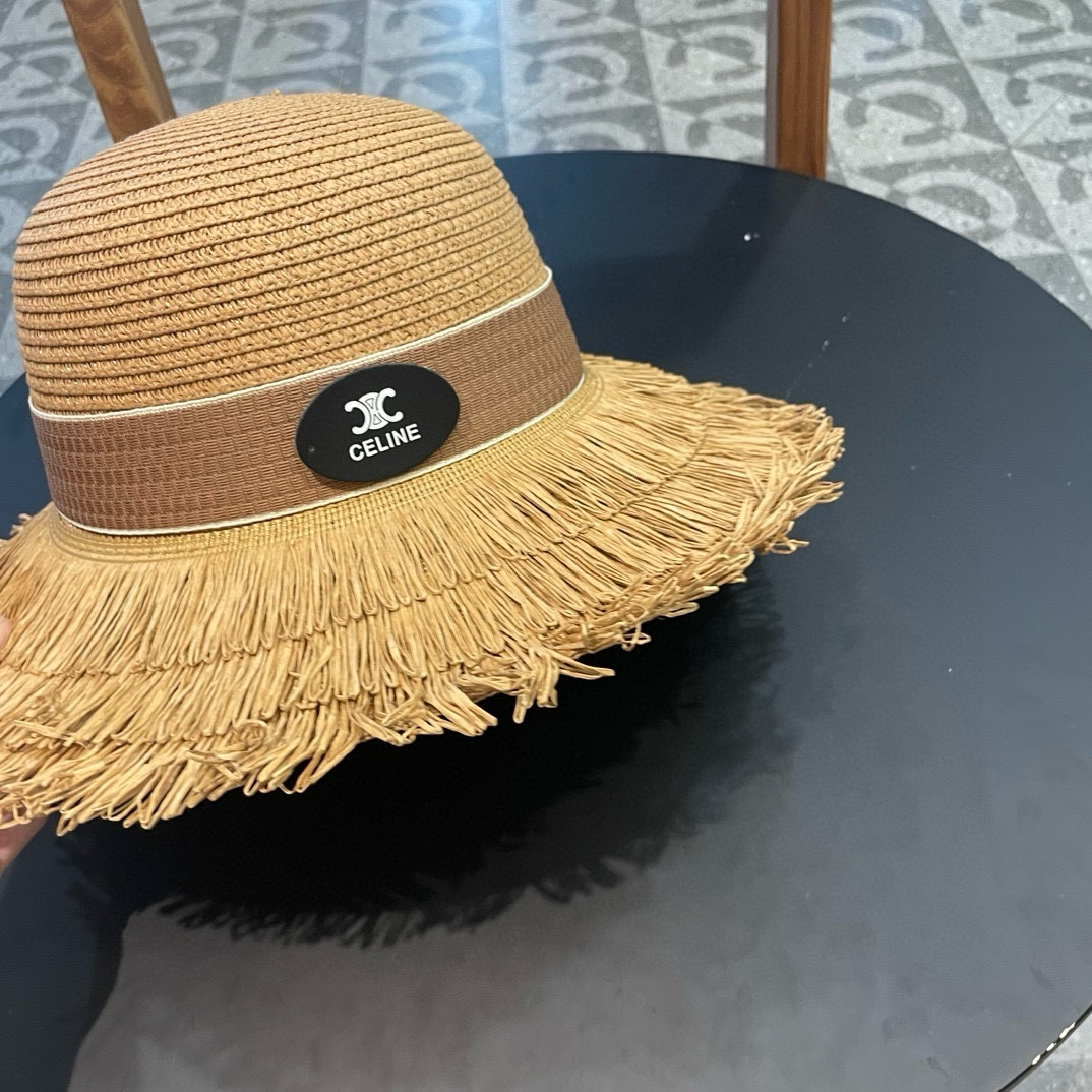 cellne草帽 流苏帽檐 太阳帽 沙滩遮阳帽 头围：57cm