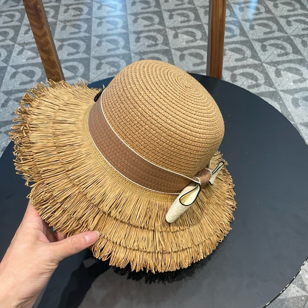 cellne草帽 流苏帽檐 太阳帽 沙滩遮阳帽 头围：57cm