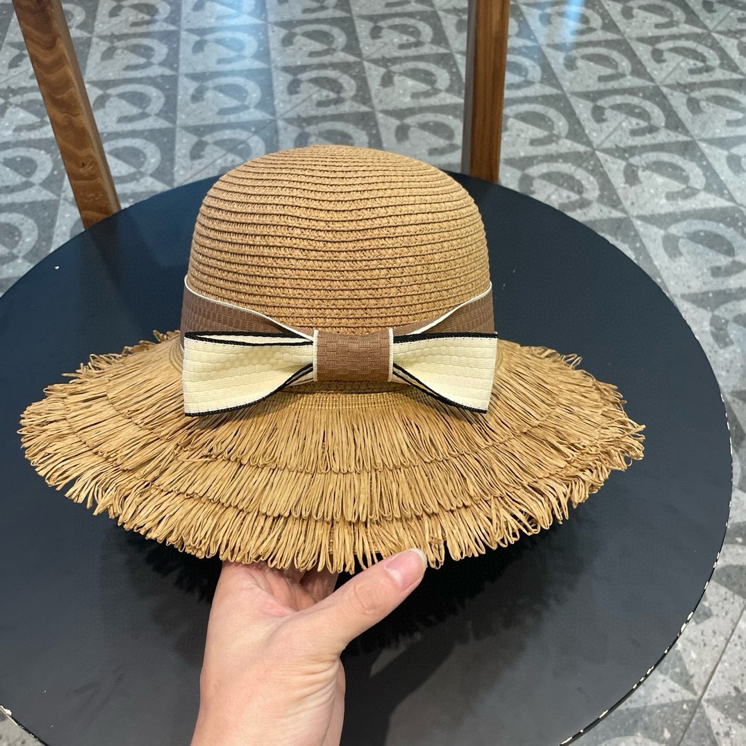 cellne草帽 流苏帽檐 太阳帽 沙滩遮阳帽 头围：57cm