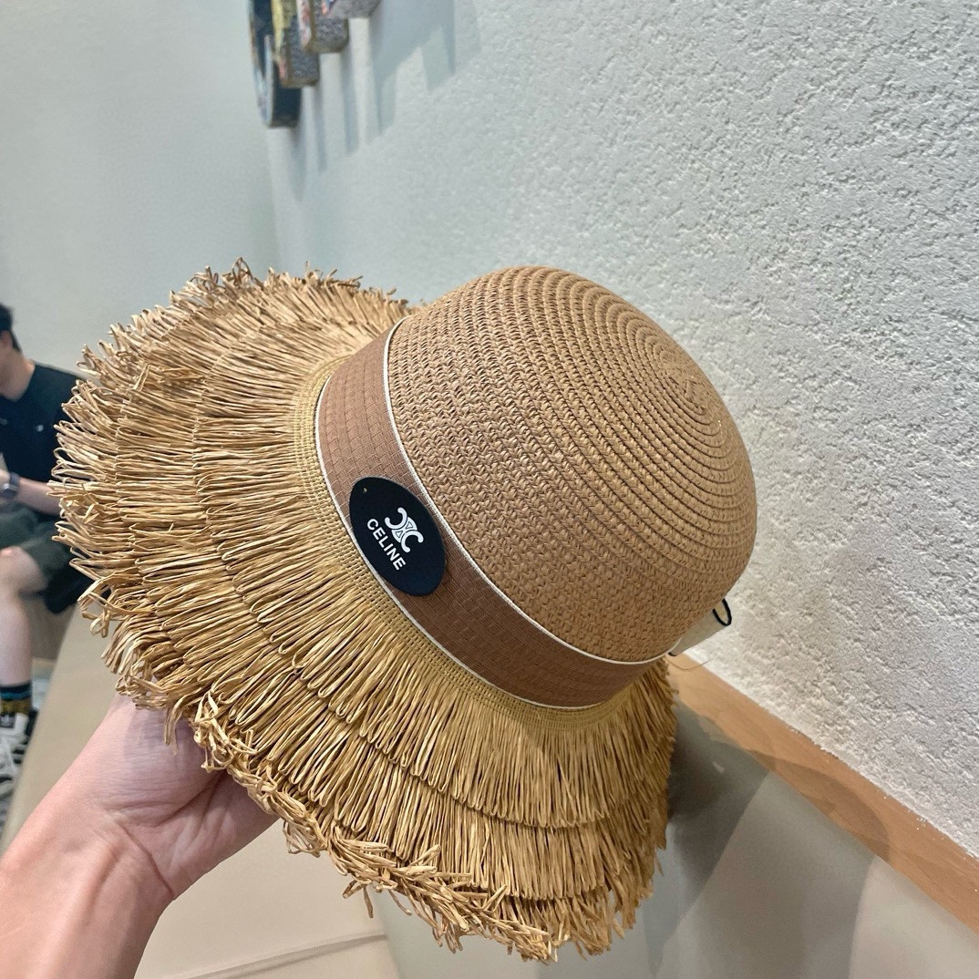 cellne草帽 流苏帽檐 太阳帽 沙滩遮阳帽 头围：57cm