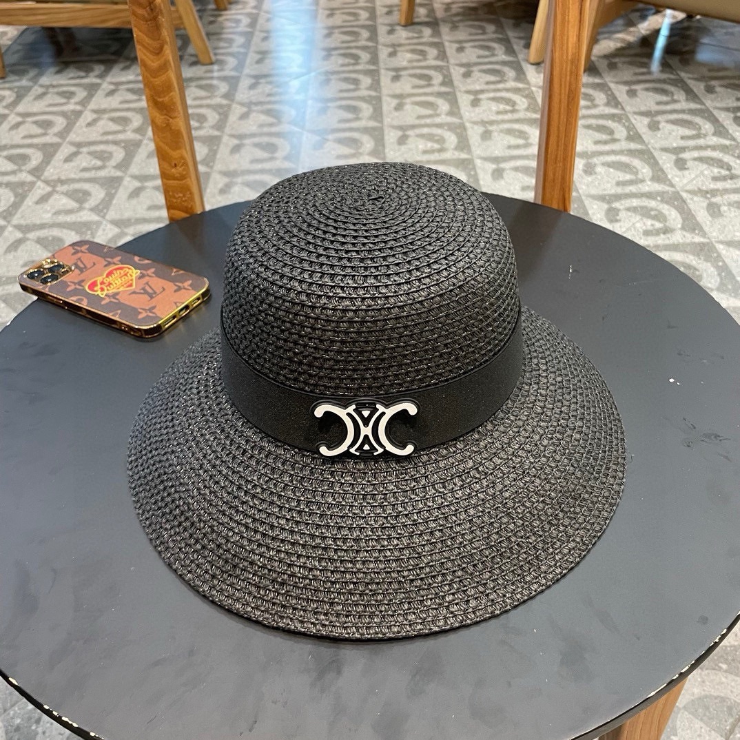 celine赛琳新款镂空草帽，可折叠，轻盈百搭，头围57cm