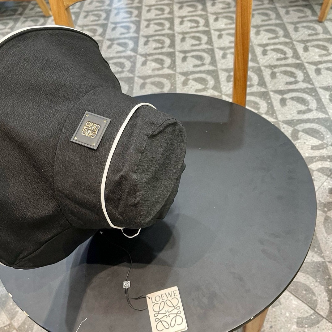  罗意威Loewe夏季大檐渔夫帽女士高雅遮阳防晒防紫外线盆帽优雅赫本风太阳帽女