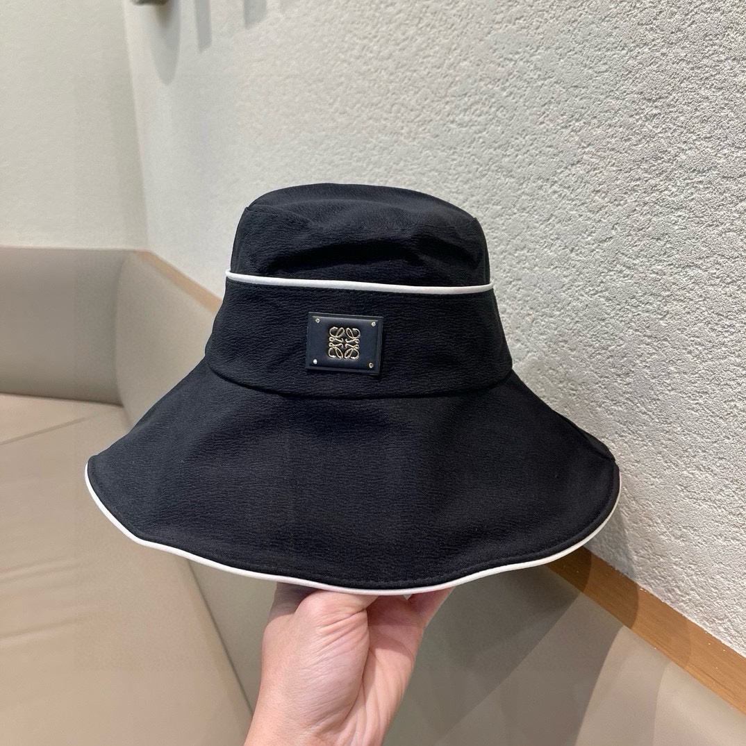  罗意威Loewe夏季大檐渔夫帽女士高雅遮阳防晒防紫外线盆帽优雅赫本风太阳帽女